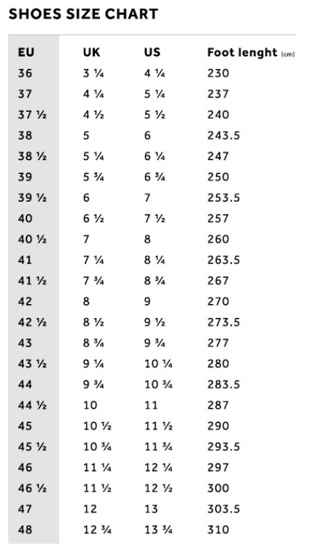 サイズチャート※あくまでも目安程度にご参照ください。ご購入の前にはご試着をお勧めいたします。