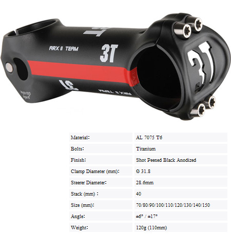 3T ARX II Team Stealth (+/- 6 Degrees) Stem – RA Cycles