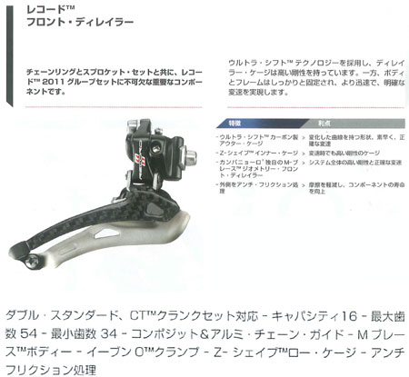 カンパニョーロ レコード フロント ディレイラー11s 直付けタイプ