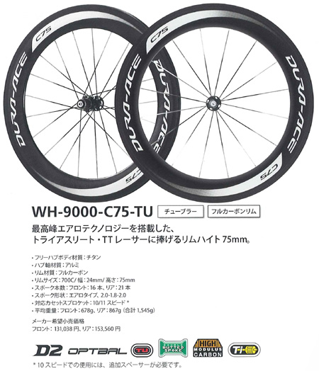 シマノDURA-ACE WH-9000-C75-TUフロント・リアホイールセット屋内保管していました